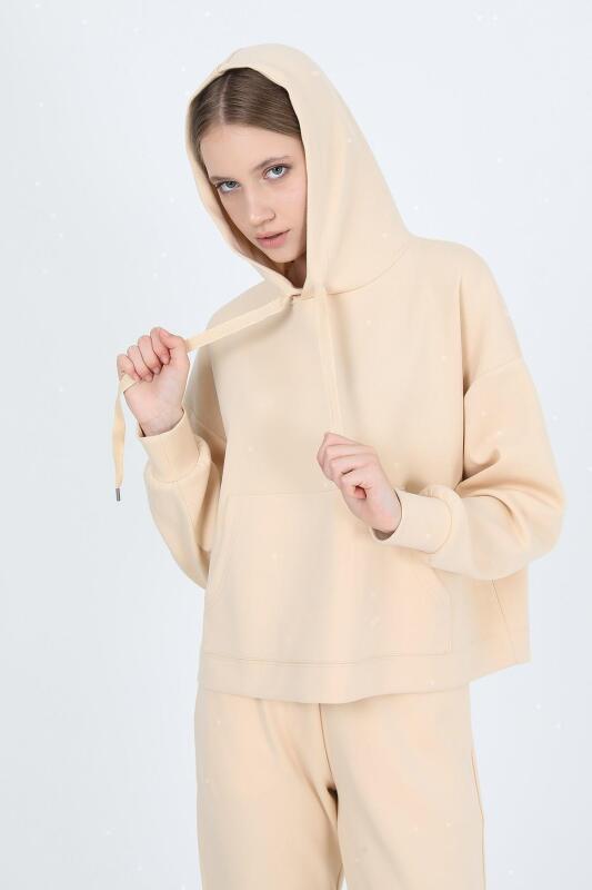 John Frank JOHN FRANK WOMAN SPORTS&LOUNGEWEAR SWEATSHIRT Bej Kadın Sweatshirt WJFHST02-COMFY-032 - 6