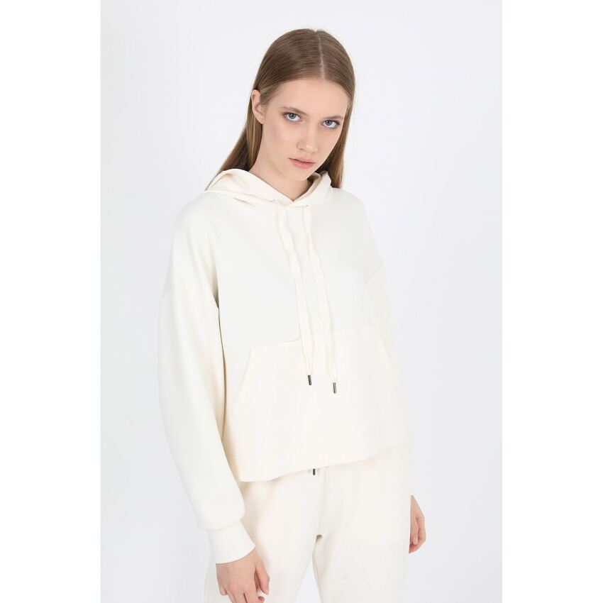 John Frank JOHN FRANK WOMAN SPORTS&LOUNGEWEAR SWEATSHIRT EKRU Kadın Sweatshirt WJFHST02-COMFY-592 - 1