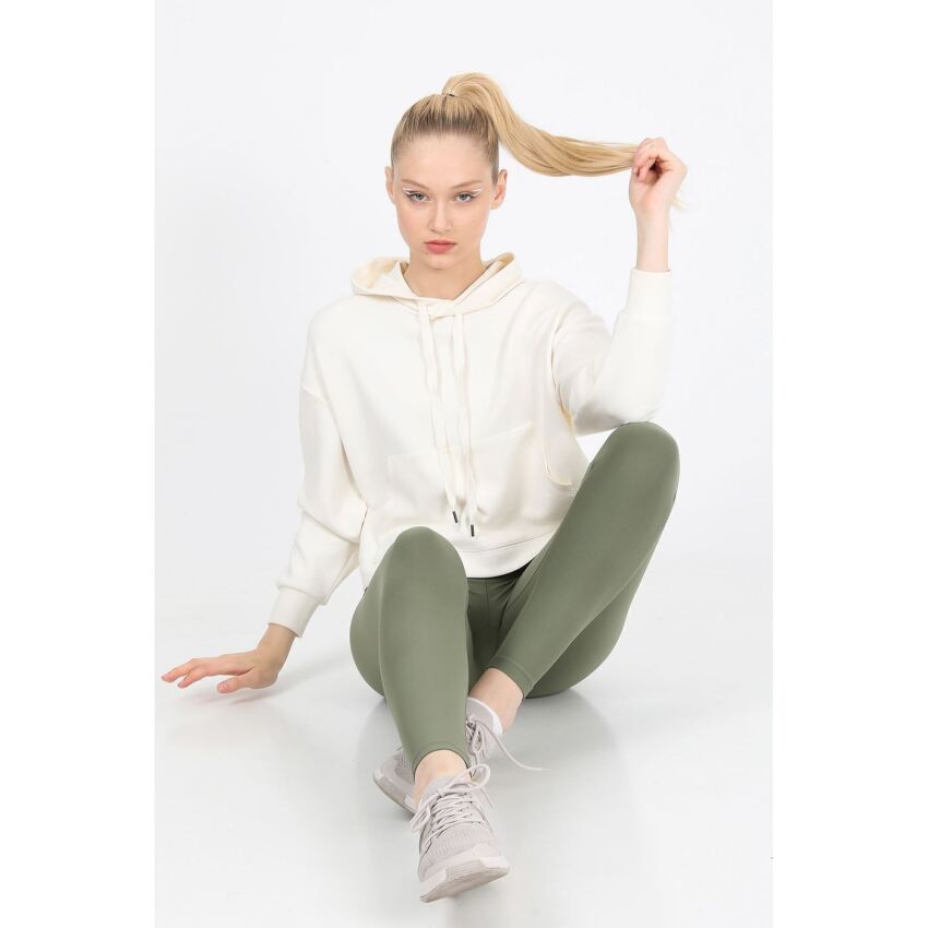 John Frank JOHN FRANK WOMAN SPORTS&LOUNGEWEAR SWEATSHIRT EKRU Kadın Sweatshirt WJFHST02-COMFY-592 - 2