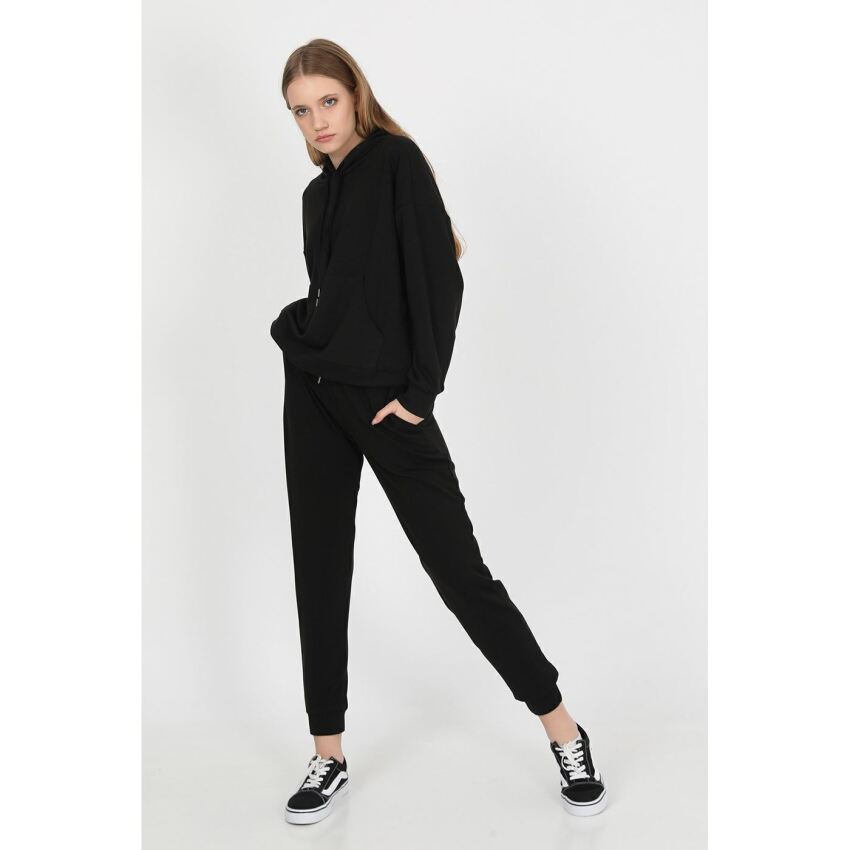 John Frank JOHN FRANK WOMAN SPORTS&LOUNGEWEAR SWEATSHIRT SİYAH Kadın Sweatshirt WJFHST02-COMFY-001 - 2