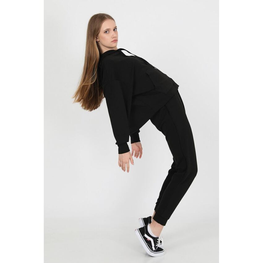 John Frank JOHN FRANK WOMAN SPORTS&LOUNGEWEAR SWEATSHIRT SİYAH Kadın Sweatshirt WJFHST02-COMFY-001 - 3