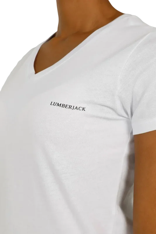 Lumberjack 4M WB V NECK 11CT126 4FX Beyaz Kadın Tshirt - 4