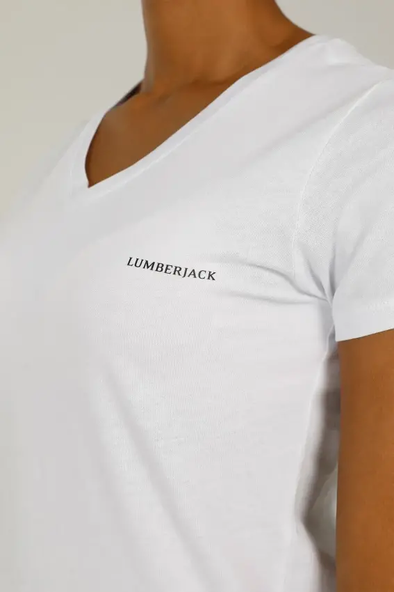 Lumberjack 4M WB V NECK 11CT126 4FX BEYAZ Kadın Tshirt - 4