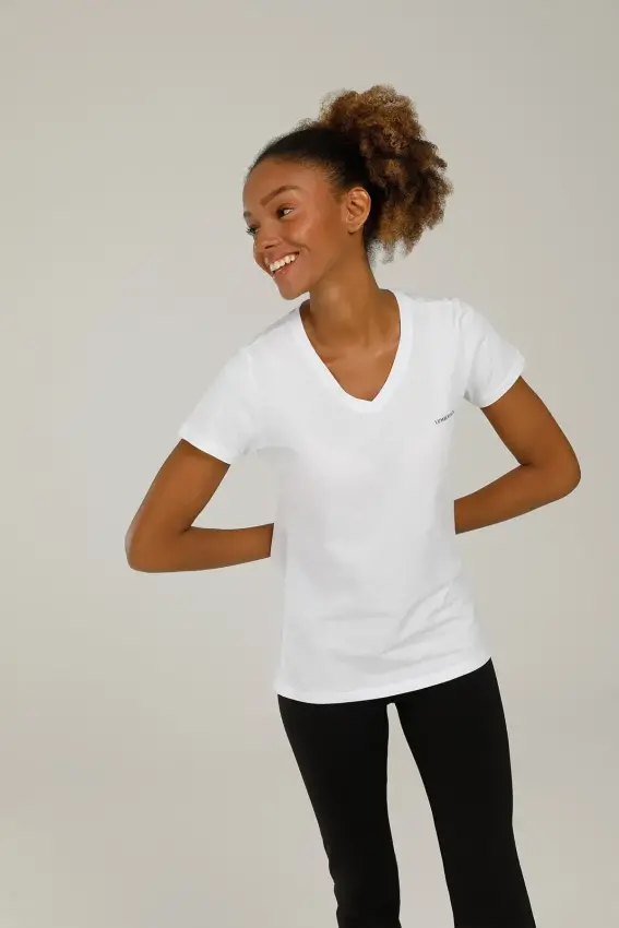 Lumberjack 4M WB V NECK 11CT126 4FX BEYAZ Kadın Tshirt - 1