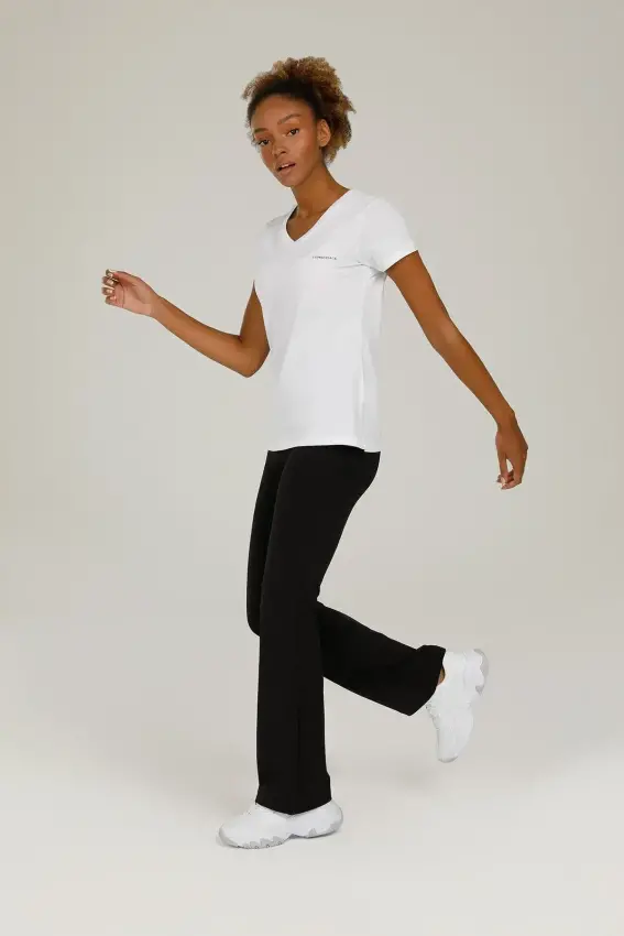 Lumberjack 4M WB V NECK 11CT126 4FX BEYAZ Kadın Tshirt - 3