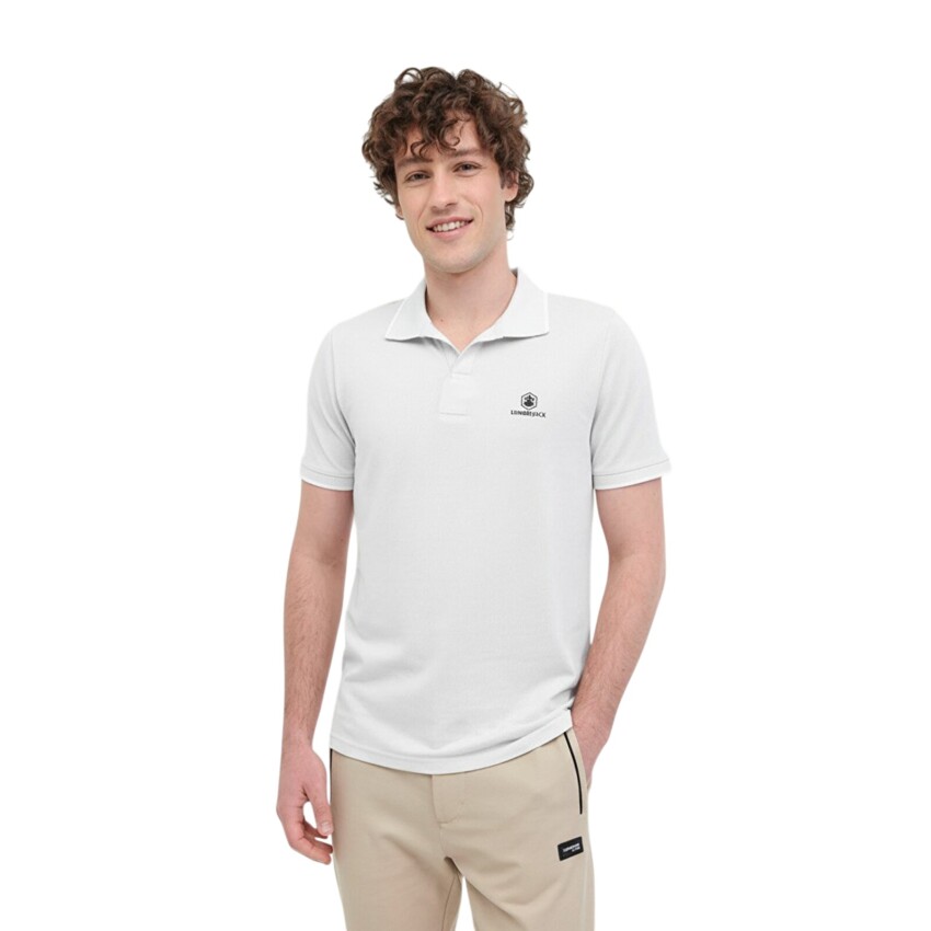 Lumberjack 6M MB CT461 Sherman T-SH 6FX Beyaz Erkek Polo Tshirt - 1