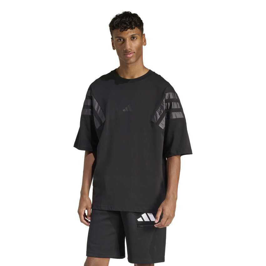 Adidas Future Icons Dokuma Üç Çizgili Siyah Erkek Tshirt - 1