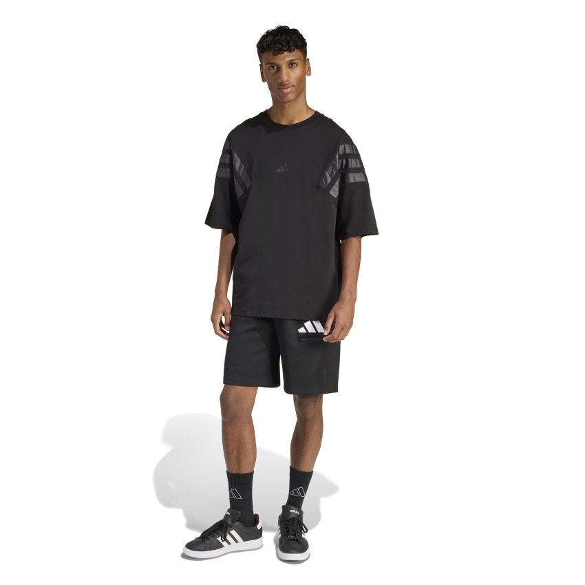 Adidas Future Icons Dokuma Üç Çizgili Siyah Erkek Tshirt - 3