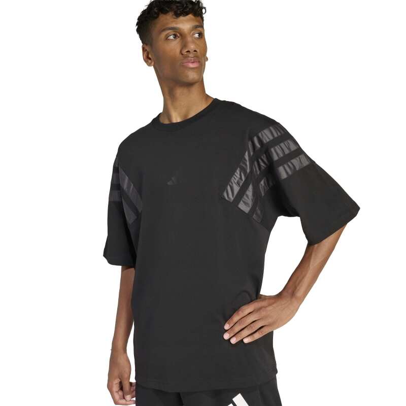 Adidas Future Icons Dokuma Üç Çizgili Siyah Erkek Tshirt - 5