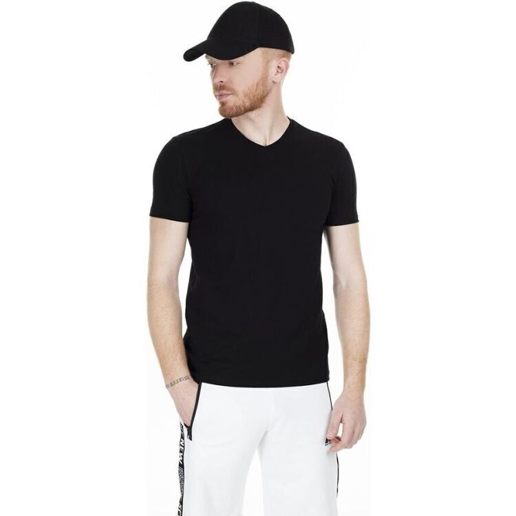 New Brand V Yaka Siyah Erkek Tshirt - 1