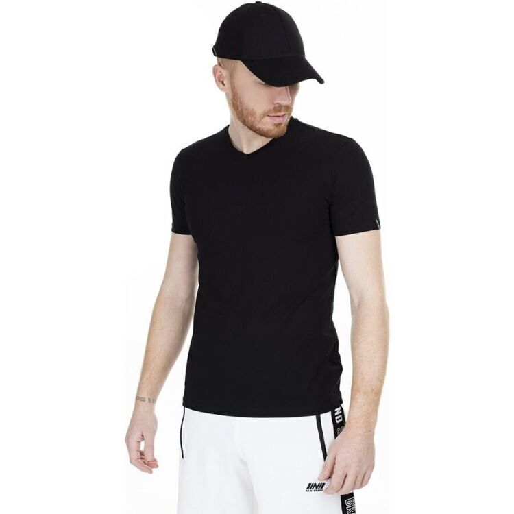 New Brand V Yaka Siyah Erkek Tshirt - 3