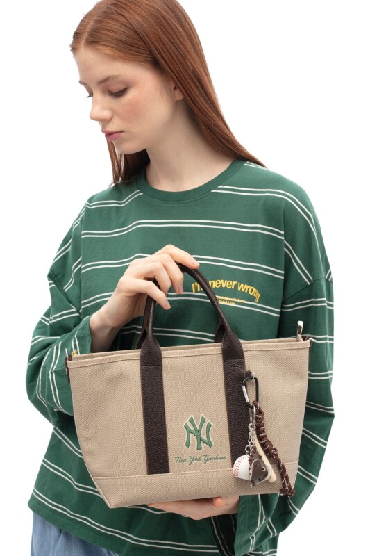 New York Yankees Bej Kadın Omuz Çantası - New York Yankees
