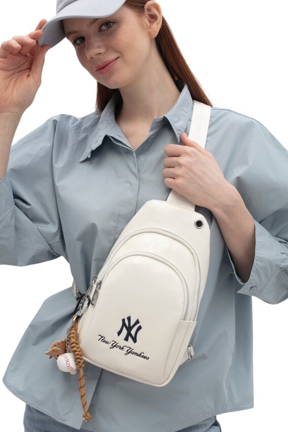 New York Yankees Beyaz Kadın Omuz Çantası - 1