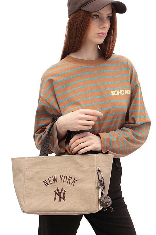  New York Yankees Kahverengi-Bej Kadın El Çantası - New York Yankees
