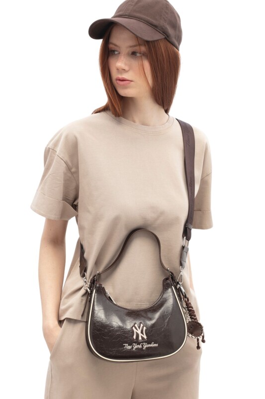 New York Yankees Kahverengi Kadın Omuz Çantası - New York Yankees
