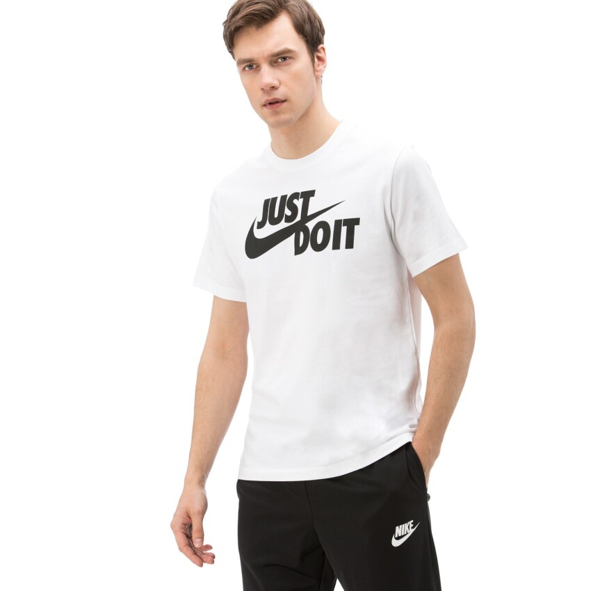 Nike M NSW TEE JUST DO IT SWOOSH BEYAZ Erkek Tshirt AR5006-100 - 1