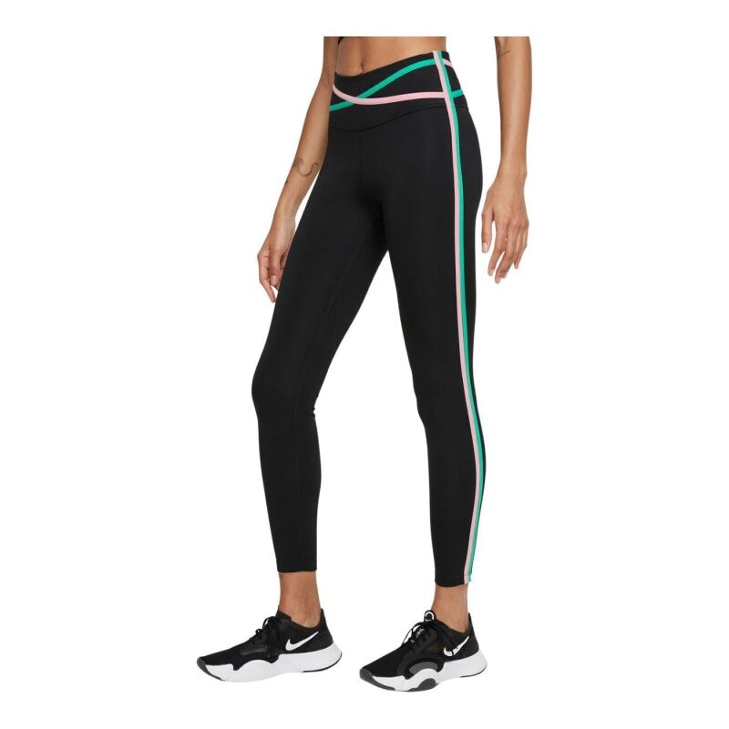 Nike Nike Dri-FIT One Mid-Rise 7/8 Taped Leggings Siyah-Beyaz Kadın Tayt DD4690-010 - 1