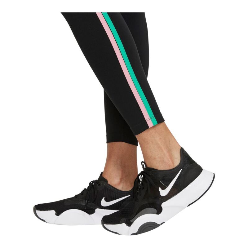 Nike Nike Dri-FIT One Mid-Rise 7/8 Taped Leggings Siyah-Beyaz Kadın Tayt DD4690-010 - 7