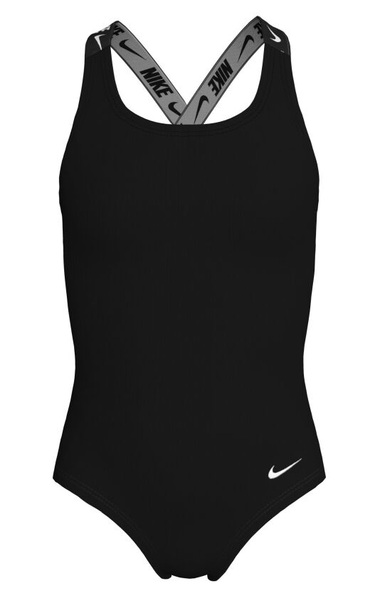 Nike Swim Logo Tape Crossback One Piece Siyah Çocuk Mayo - 1