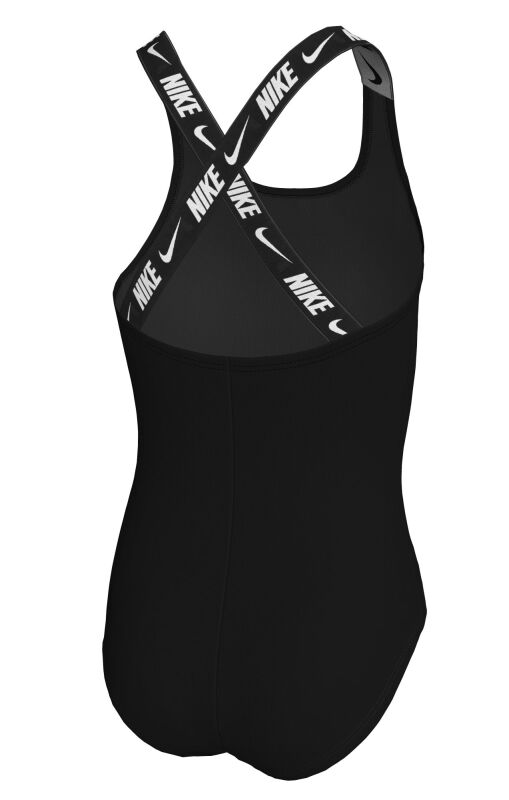 Nike Swim Logo Tape Crossback One Piece Siyah Çocuk Mayo - 3