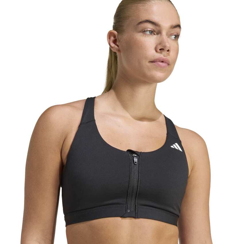 Adidas Optime Essentials Workout Ön Fermuarlı Orta Destekli Siyah Kadın Bra - 4