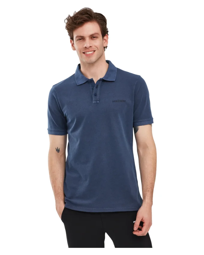 Skechers Organic Coll. M Short Sleeve Polo Shirt LACİVERT Erkek Polo Tshirt - 1