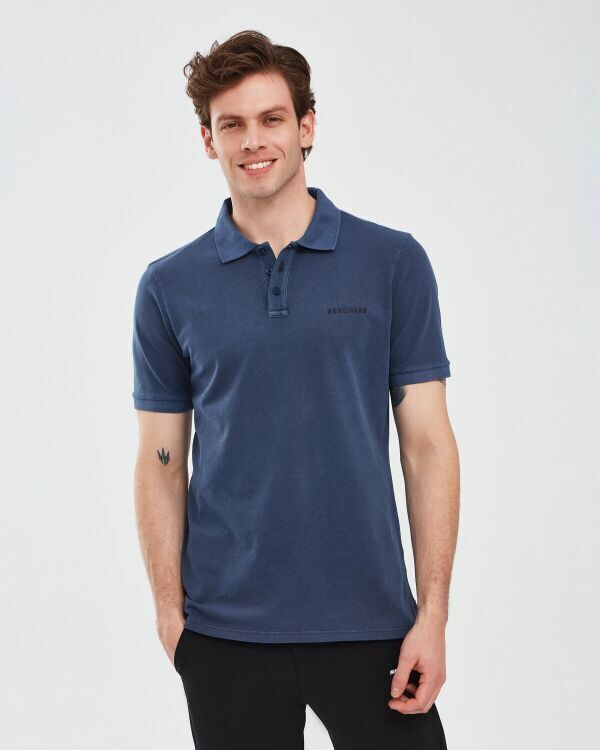Skechers Organic Coll. M Short Sleeve Polo Shirt LACİVERT Erkek Polo Tshirt - Skechers