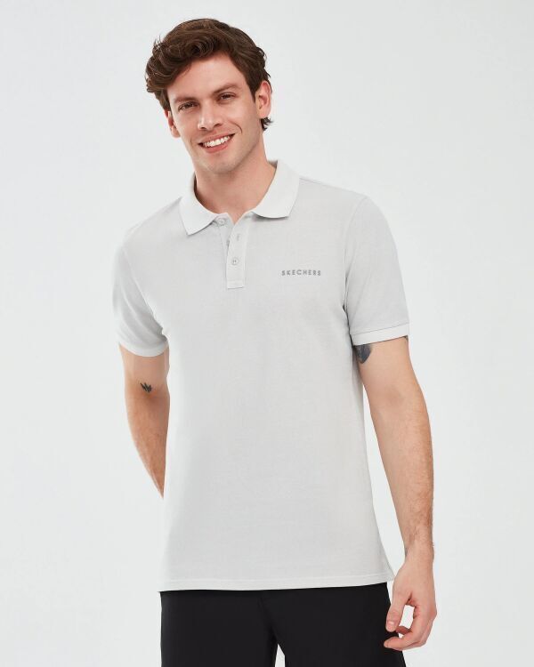 Skechers Organic Coll. M Short Sleeve Polo Shirt Gri Erkek Polo Tshirt - Skechers