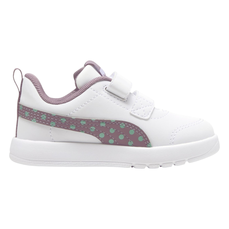 Puma Courtflex V3 Dotty Beyaz-Mor Çocuk Günlük Ayakkabı - 1