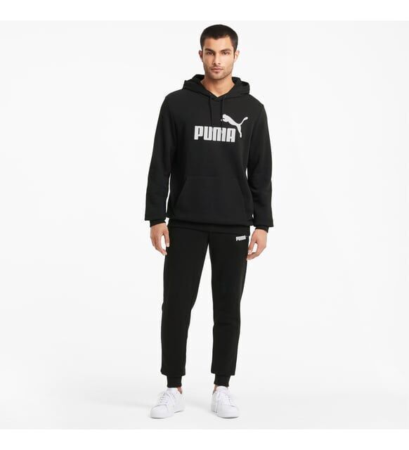 Puma Essentials Big Logo Hoodie Siyah Erkek Sweatshirt - 1