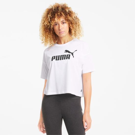 Puma ESS Cropped Logo Tee Puma White BEYAZ Kadın Tshirt - 1