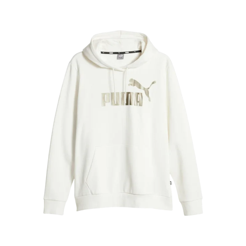 Puma Essentials Metallic Logo Hoodie FL Warm Beyaz Kadın Sweatshirt - 4