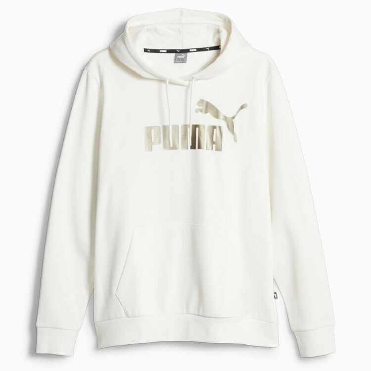 Puma ESS+ Metallic Logo Hoodie FL Warm BEYAZ Kadın Sweatshirt - 5