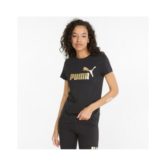 Puma ESS+ Metallic Logo Tee SİYAH Kadın Tshirt - 1