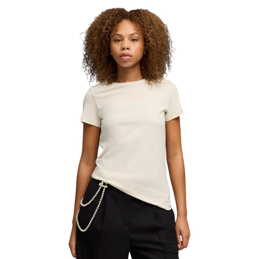 Puma Ess Script Bej Kadın Tshirt - 1