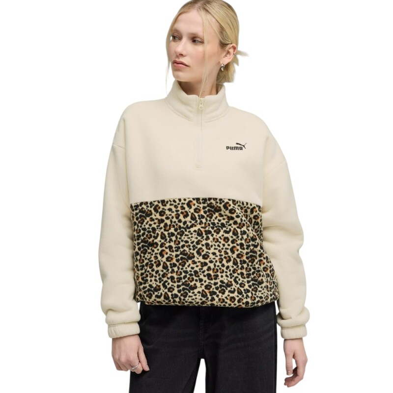 Puma Essentials Animal Print Bej Kadın Sweatshirt - 1