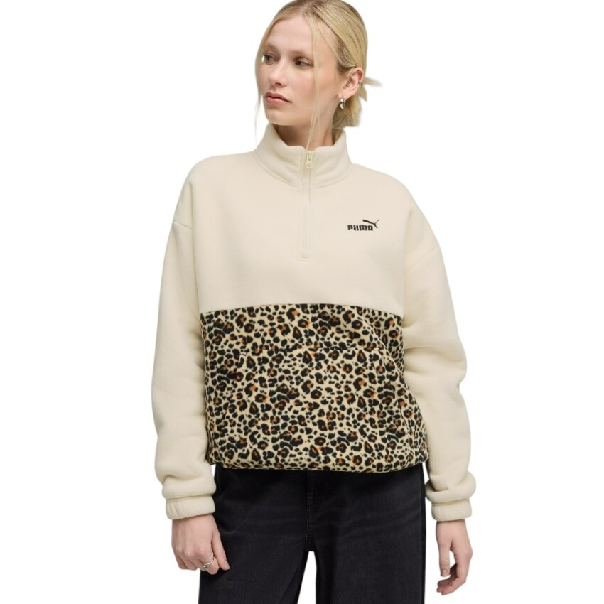 Puma Essentials Animal Print Bej Kadın Sweatshirt - 1
