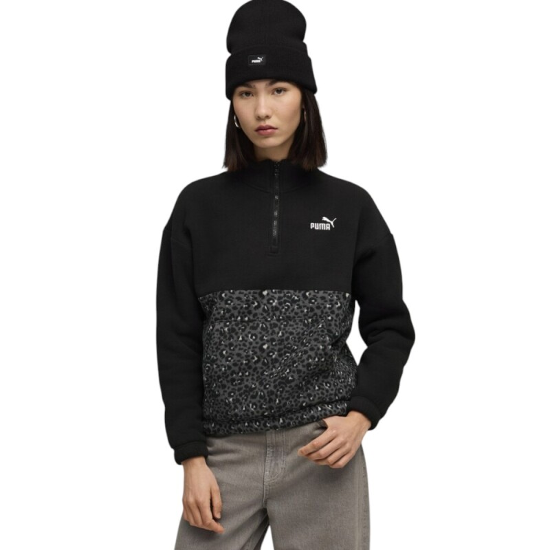 Puma Essentials Animal Print Relaxed Crew Siyah Kadın Sweatshirt - 1