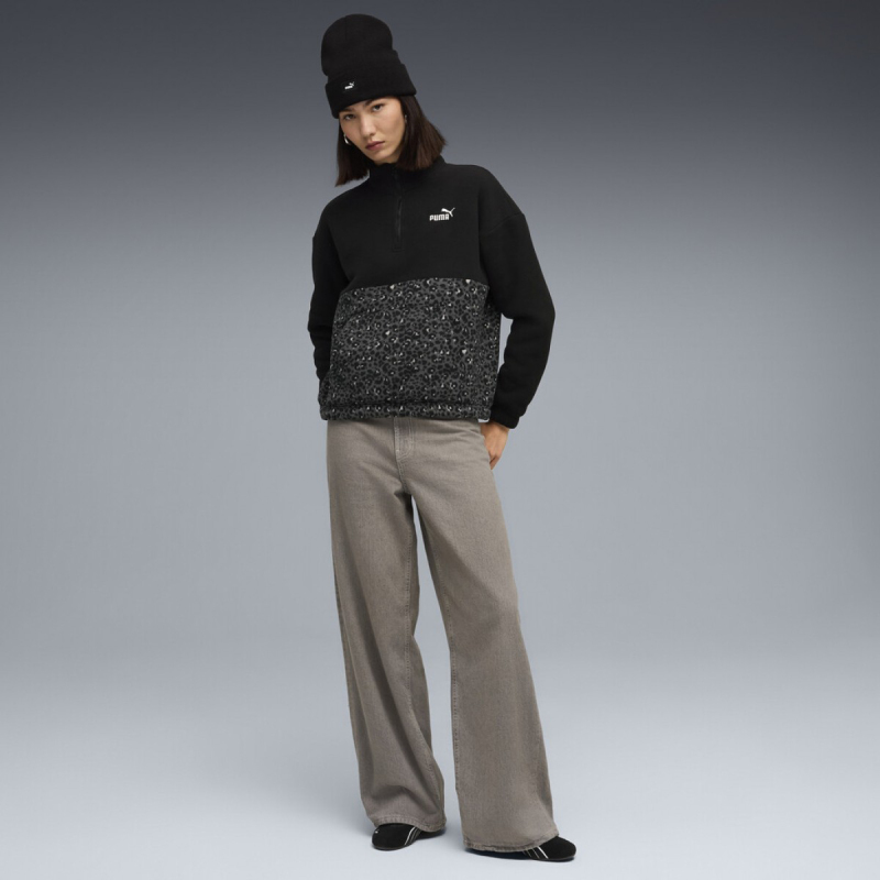 Puma Essentials Animal Print Relaxed Crew Siyah Kadın Sweatshirt - 3