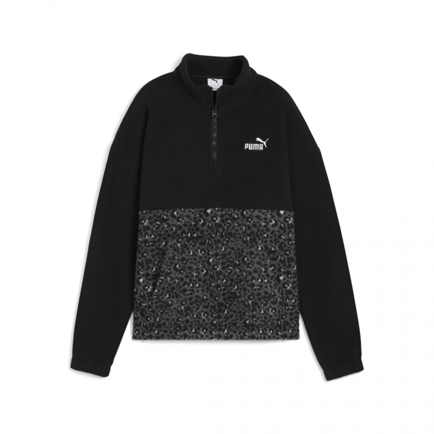 Puma Essentials Animal Print Relaxed Crew Siyah Kadın Sweatshirt - 4