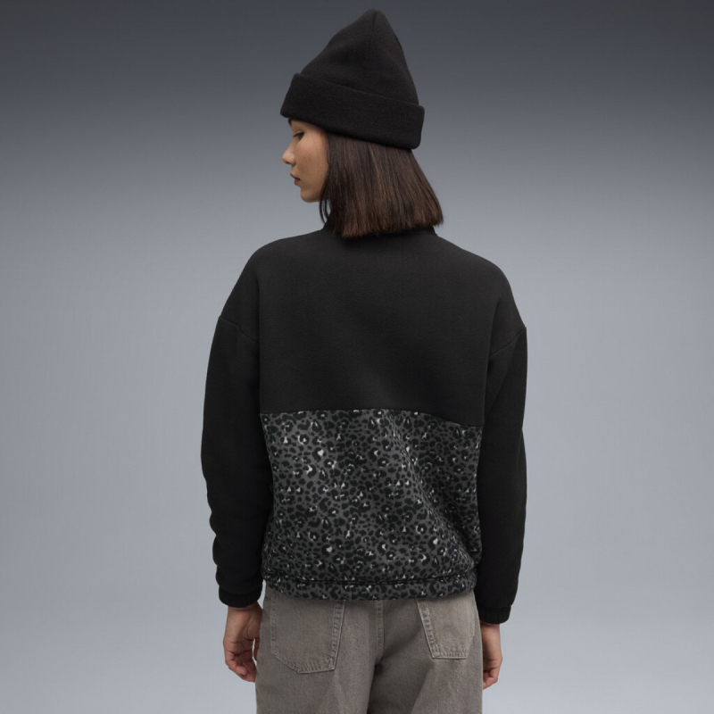 Puma Essentials Animal Print Relaxed Crew Siyah Kadın Sweatshirt - Puma (1)