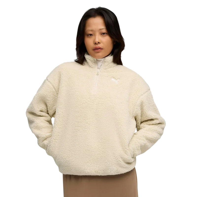 Puma Essentials Elevated Comfort Half-Zip Crew Bej Kadın Sweatshirt 