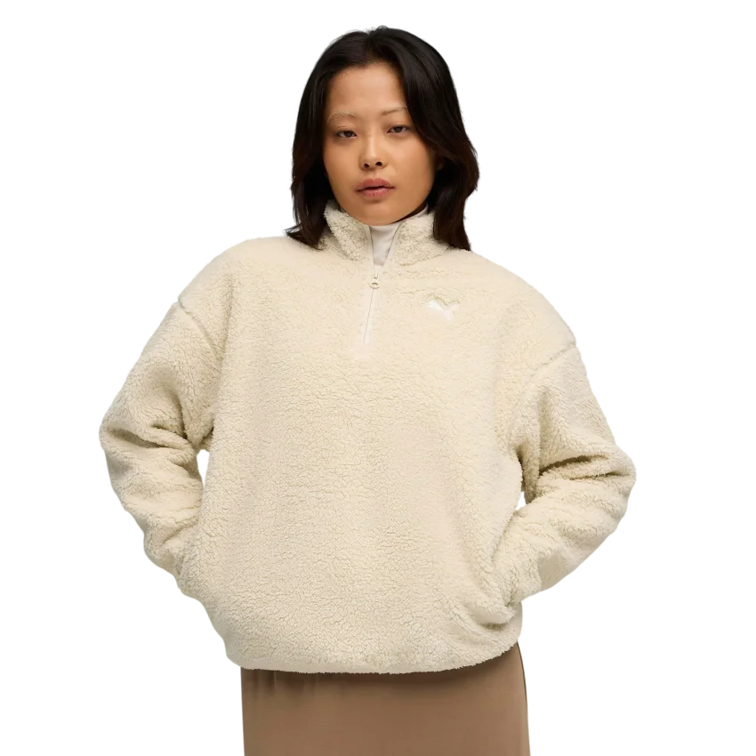 Puma Essentials Elevated Comfort Half-Zip Crew Bej Kadın Sweatshirt - 1