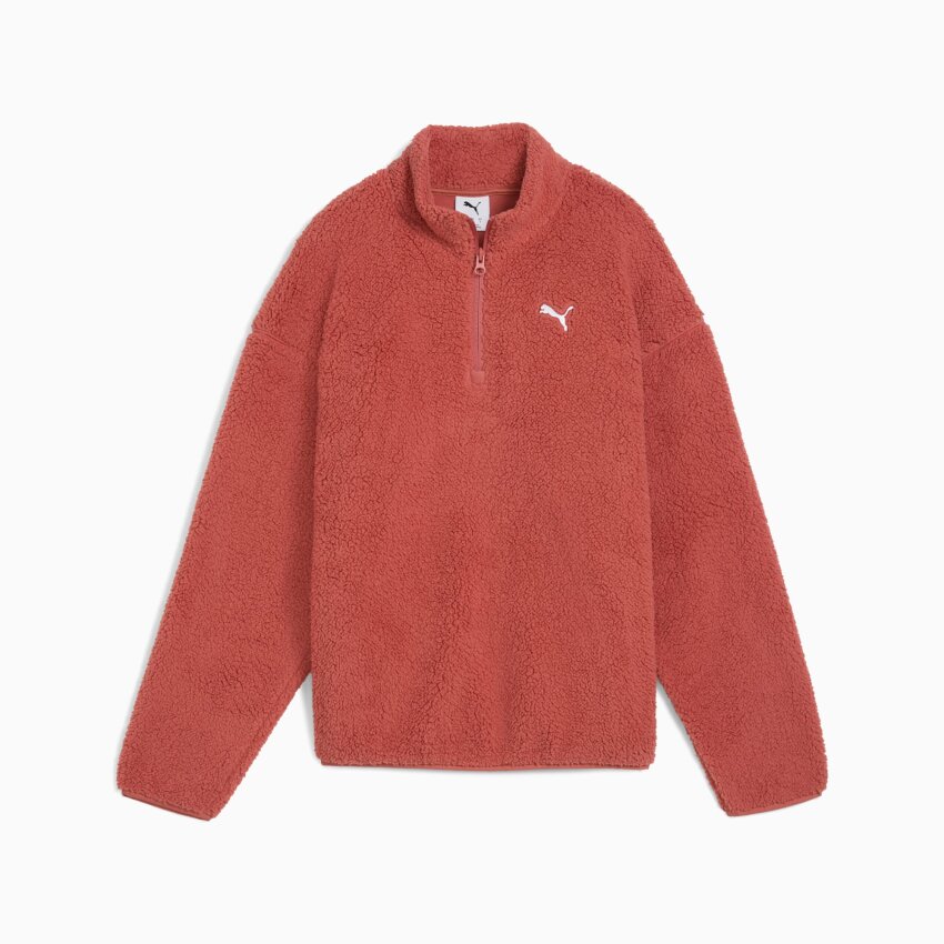 Puma Essentials Elevated Comfort Half-Zip Crew Kırmızı Kadın Sweatshirt - 4