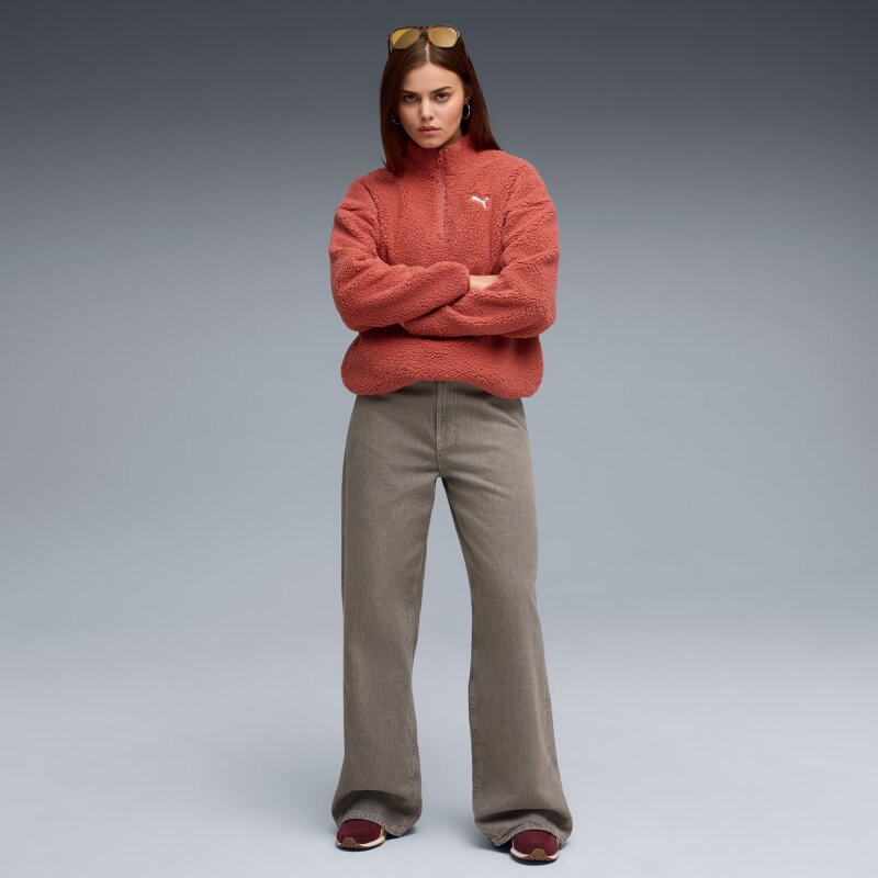 Puma Essentials Elevated Comfort Half-Zip Crew Kırmızı Kadın Sweatshirt - 3