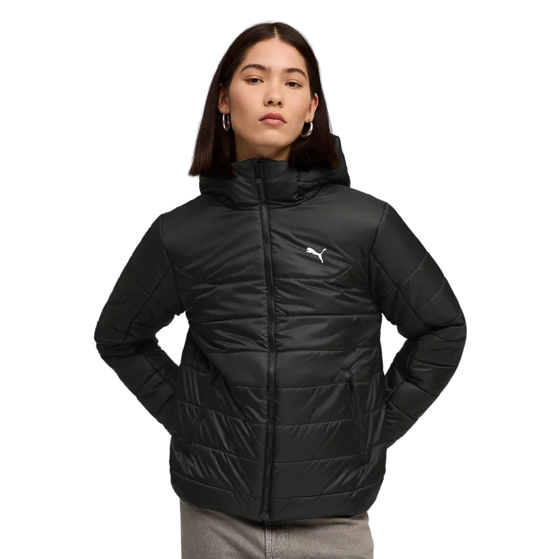 Puma Essentials Hooded Padded Jacket Kadın Siyah Mont - 1