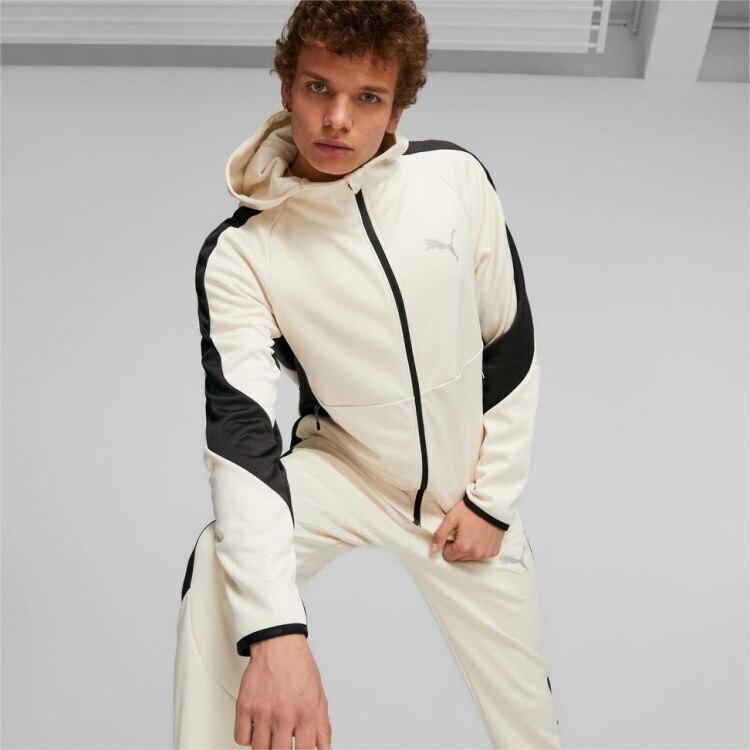 Puma EVOSTRIPE Warm Full-Zip Hoodie Krem Erkek Eşofman Üstü - 1