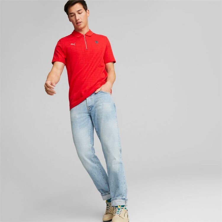 Puma Ferrari Style Jacquard Polo KIRMIZI Erkek Polo Tshirt - 4