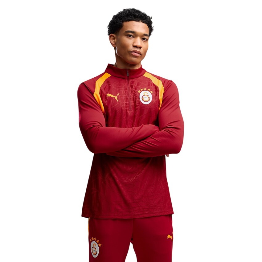 Puma Galatasaray Fermuarlı Dar Kesim Antrenman Sarı-Kırmızı Erkek Eşofman Üstü - 1