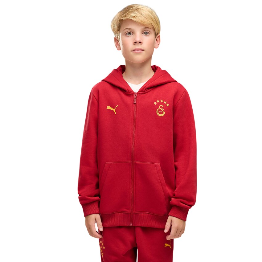 Puma Galatasaray FtblESS FZ Sarı-Kırmızı Çocuk Sweatshirt - 1